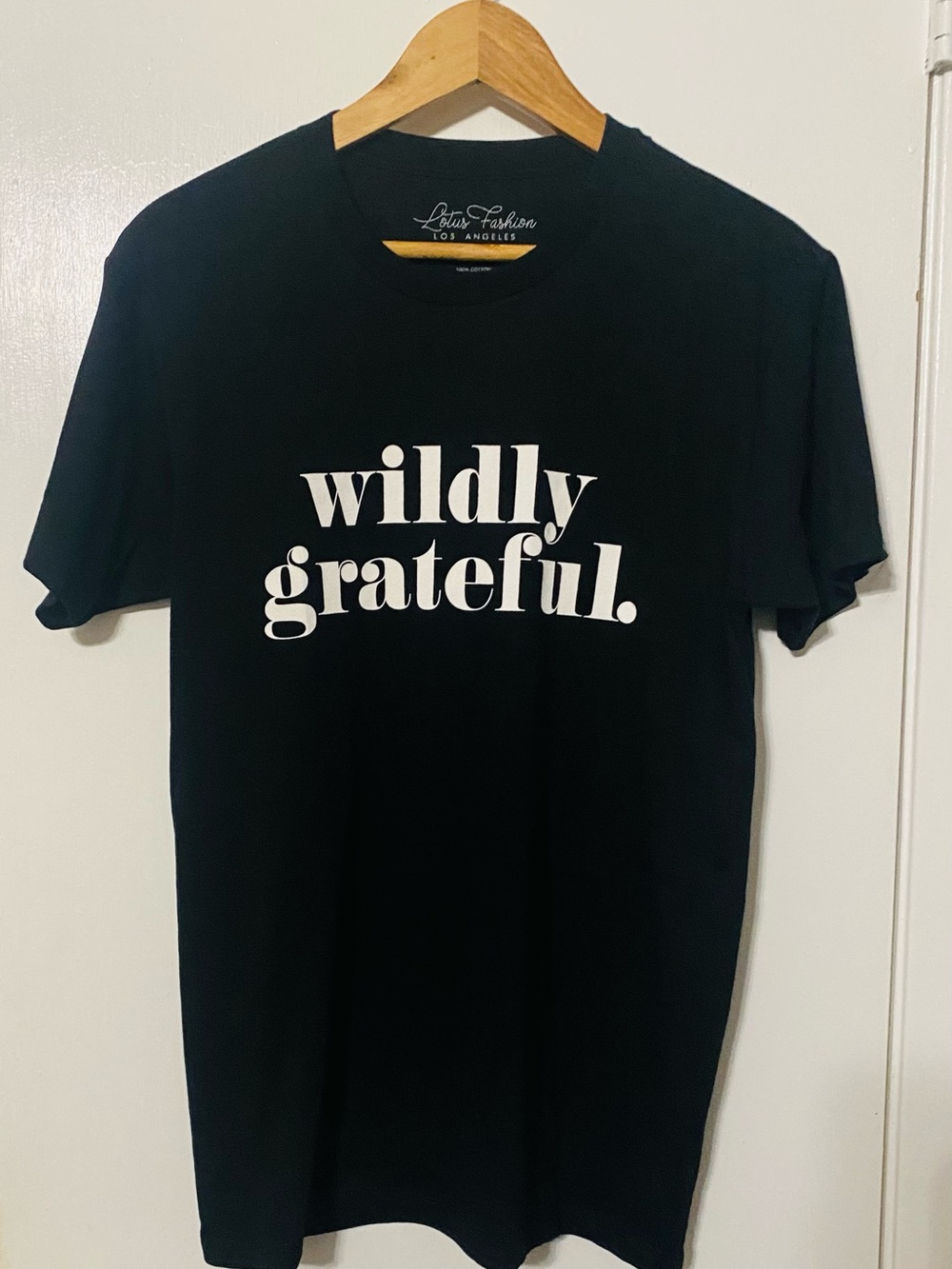 Lotus Fashion Black "Wildly Grateful" Short-Sleeve Tee